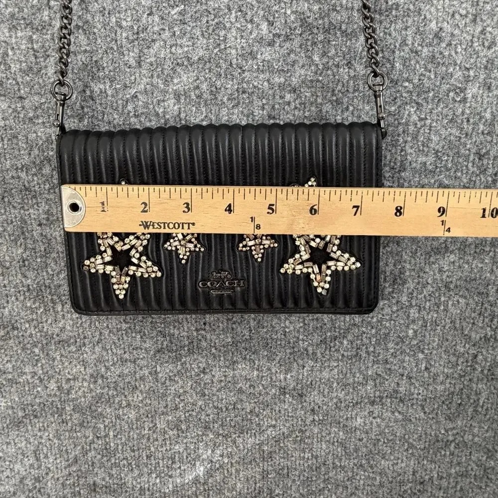 Coach 1941 Foldover Chain Clutch Crystal Star Embellishment In Black 31871 Chic